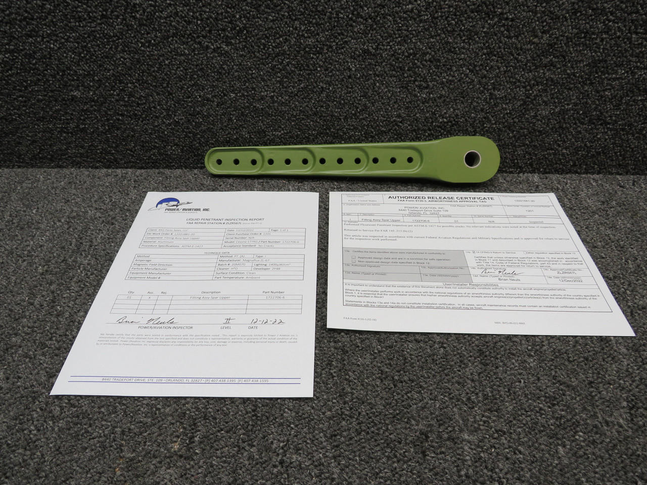 1722706-6 Cessna 177RG Fitting Upper Spar W/ 8130-3 & PAI-PT-1