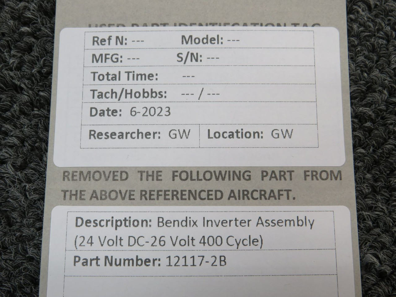 12117-2B Bendix Aviation Inverter Assembly (24 Volt DC - 26 Volts