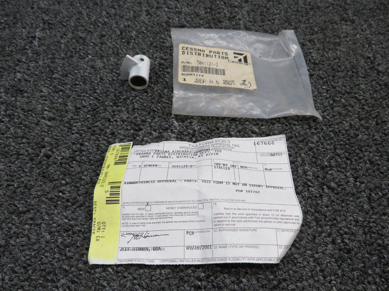 5041121-2 Cessna 300-400 Series Spacer with 8130-3 (New Old Stock)