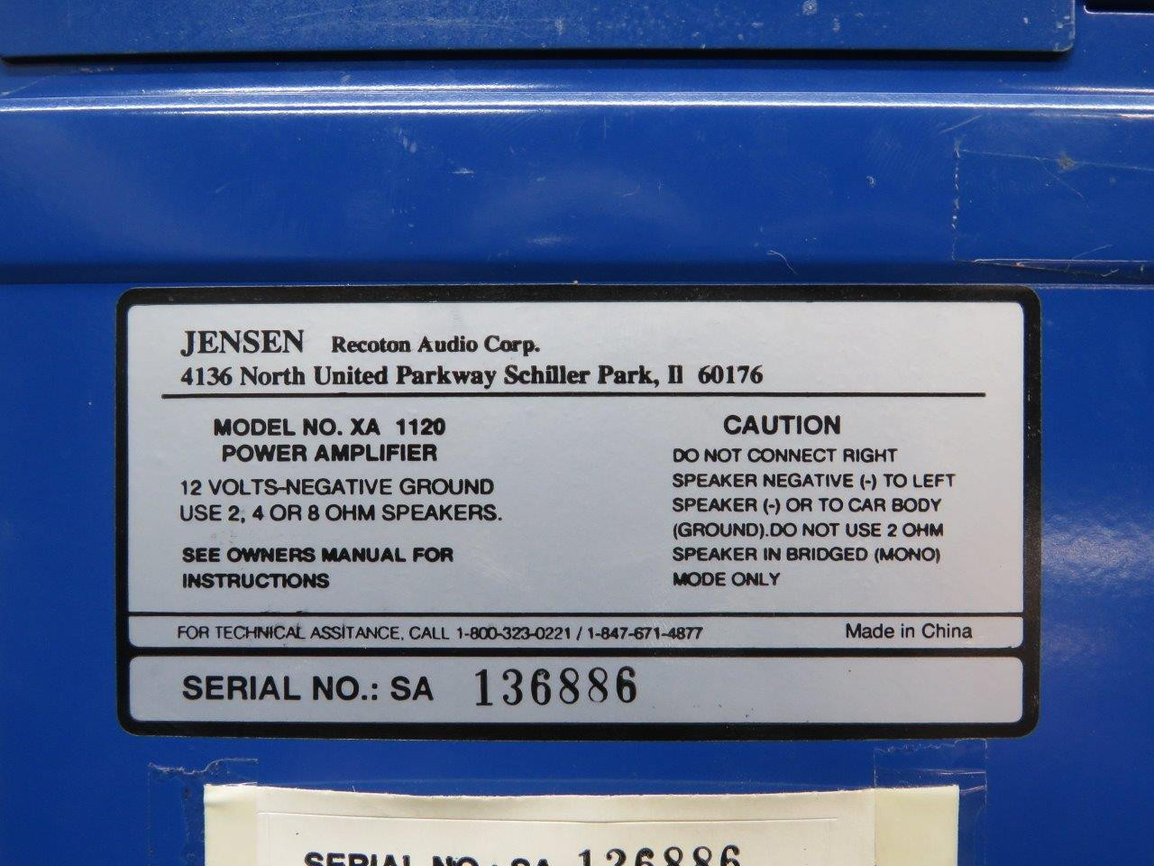 XA 1120 Jensen 220 Watt 3-2-1 Channel Bridgeable Amplifier, 12