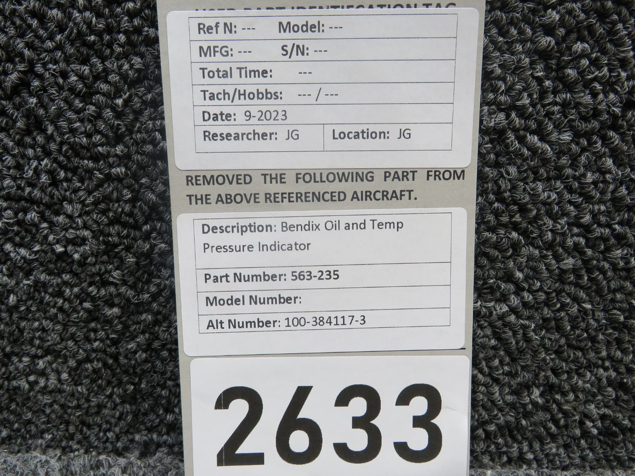 563-235 Alternative Part Number 100-384117-3 Bendix Airplane Parts Oil ...