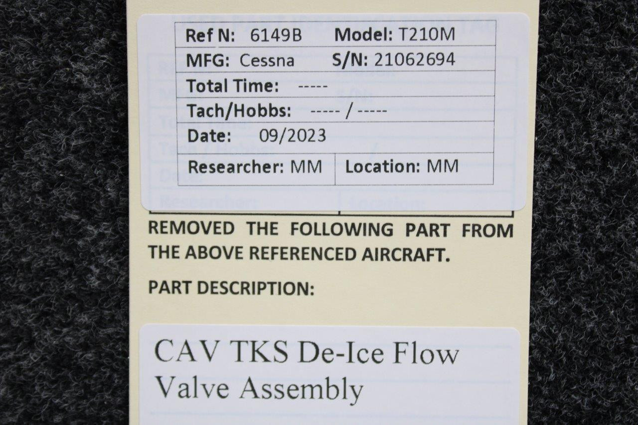 CAV TKS DeIce Flow Valve Assembly BAS Airplane Parts