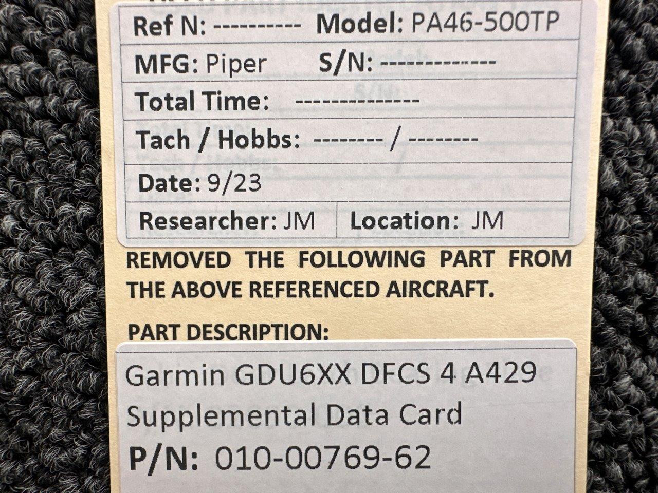 0100076962 Garmin GDU6XX DFCS 4 A429 Supplemental Data Card