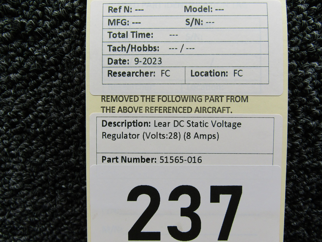 51565-016 Lear DC 28 Volt 8 Amp Static Voltage Regulator