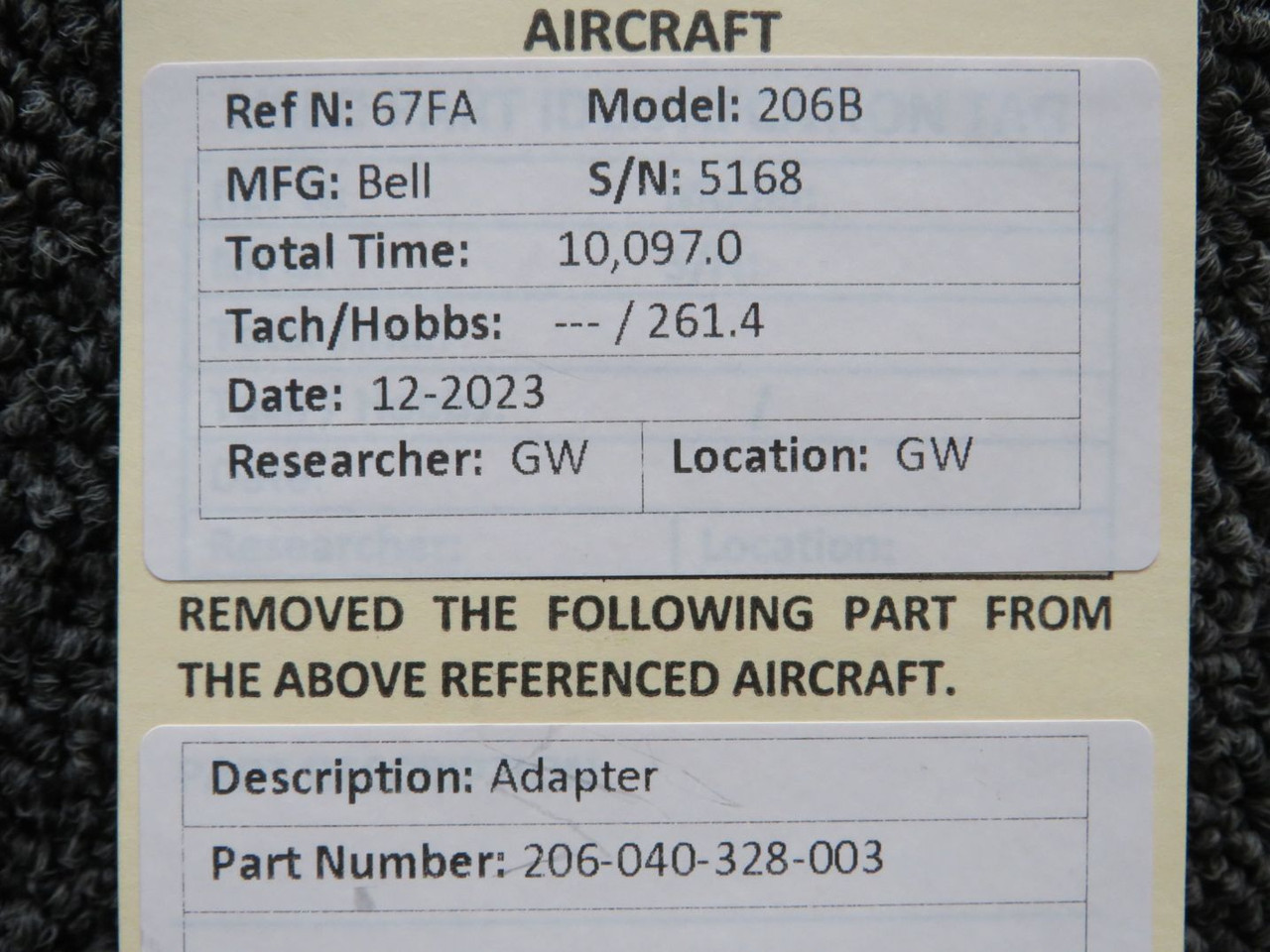 206-040-328-003 Bell 206B Adapter | Bell Helicopter Parts