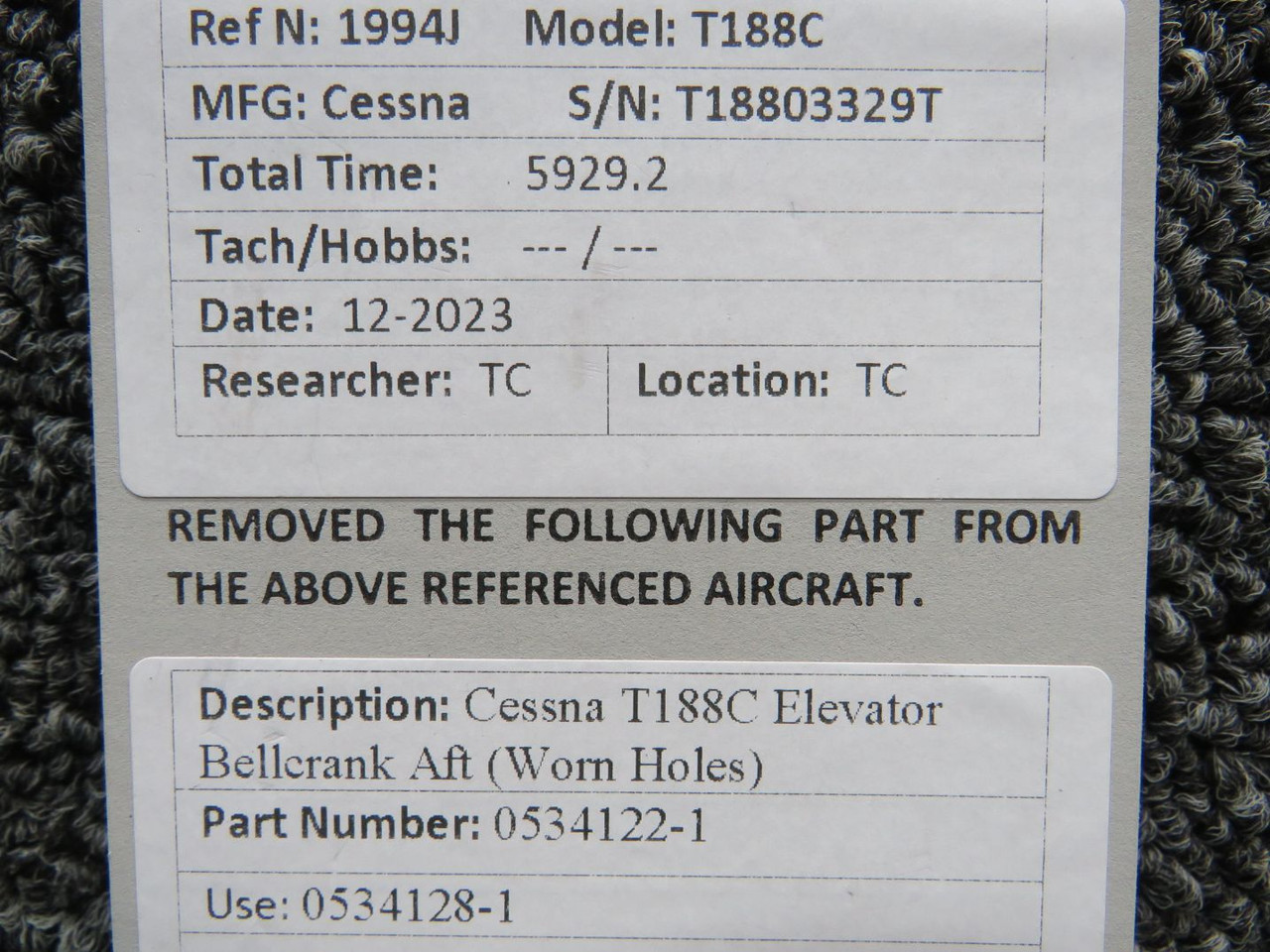 0534122-1 Use Part Number 0534128-1 Cessna T188C AFT Elevator
