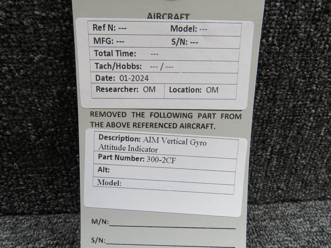 300-2CF AIM Aircraft Vertical Gyro Altitude Indicator Assembly