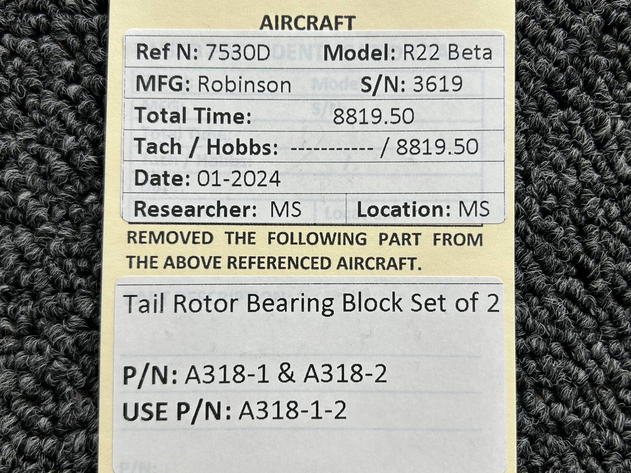 A318-1, A318-2 (Use PN: A318-1-2) Robinson R22 Beta Tail Rotor Bearing ...