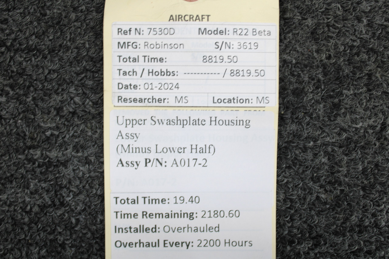 A017-2 Robinson R22 Beta Upper Swashplate Housing Assy (Minus Lower Half)