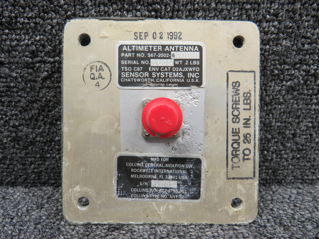 S6720026 Sensor Systems Altimeter Antenna Unit