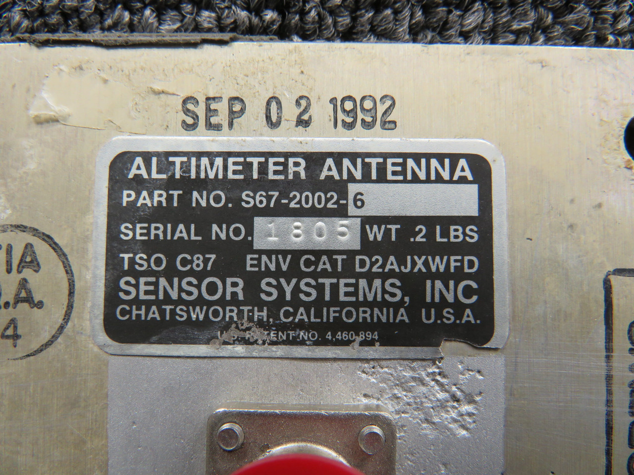 S6720026 Sensor Systems Altimeter Antenna Unit