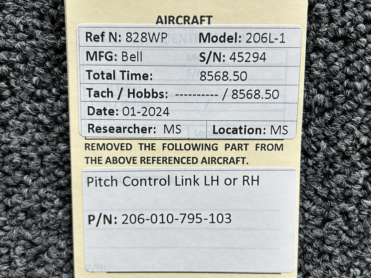 206-010-795-103 Bell 206L-1 Pitch Control Link RH or LH