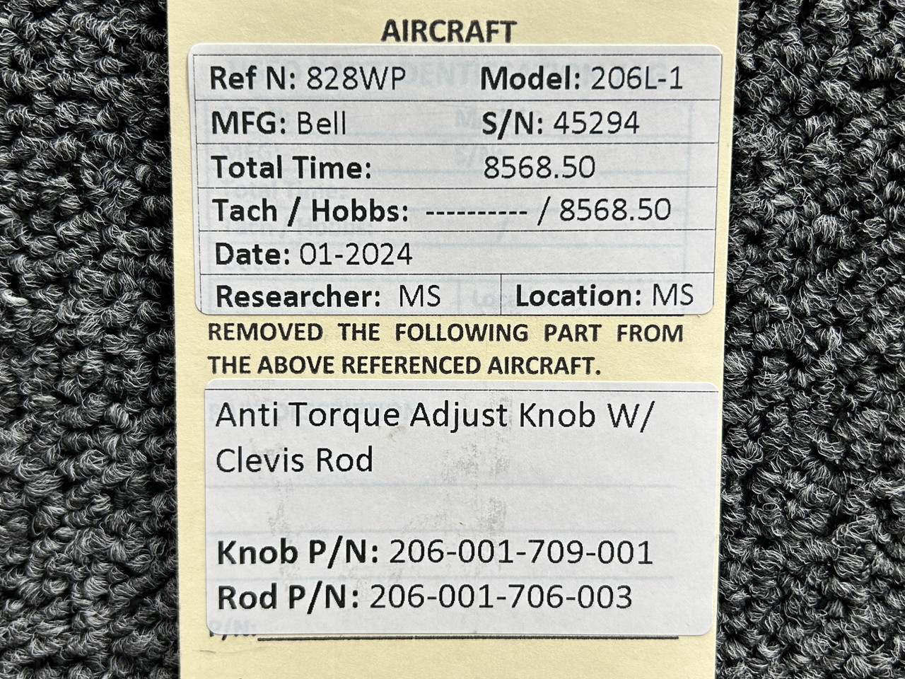 206-001-709-001 and 206-001-706-003 Bell 206L-1 Anti Torque Adjust