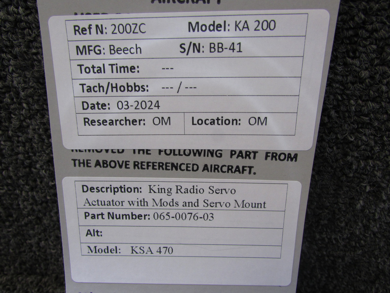 065-0076-03 King Radio KSA-470 Servo Actuator with Mods and Servo