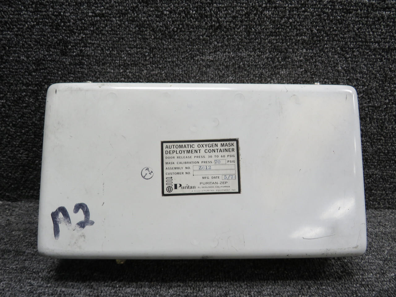 umページ Z612 Puritan-Zep Automatic Oxygen Mask Deployment Container Unit