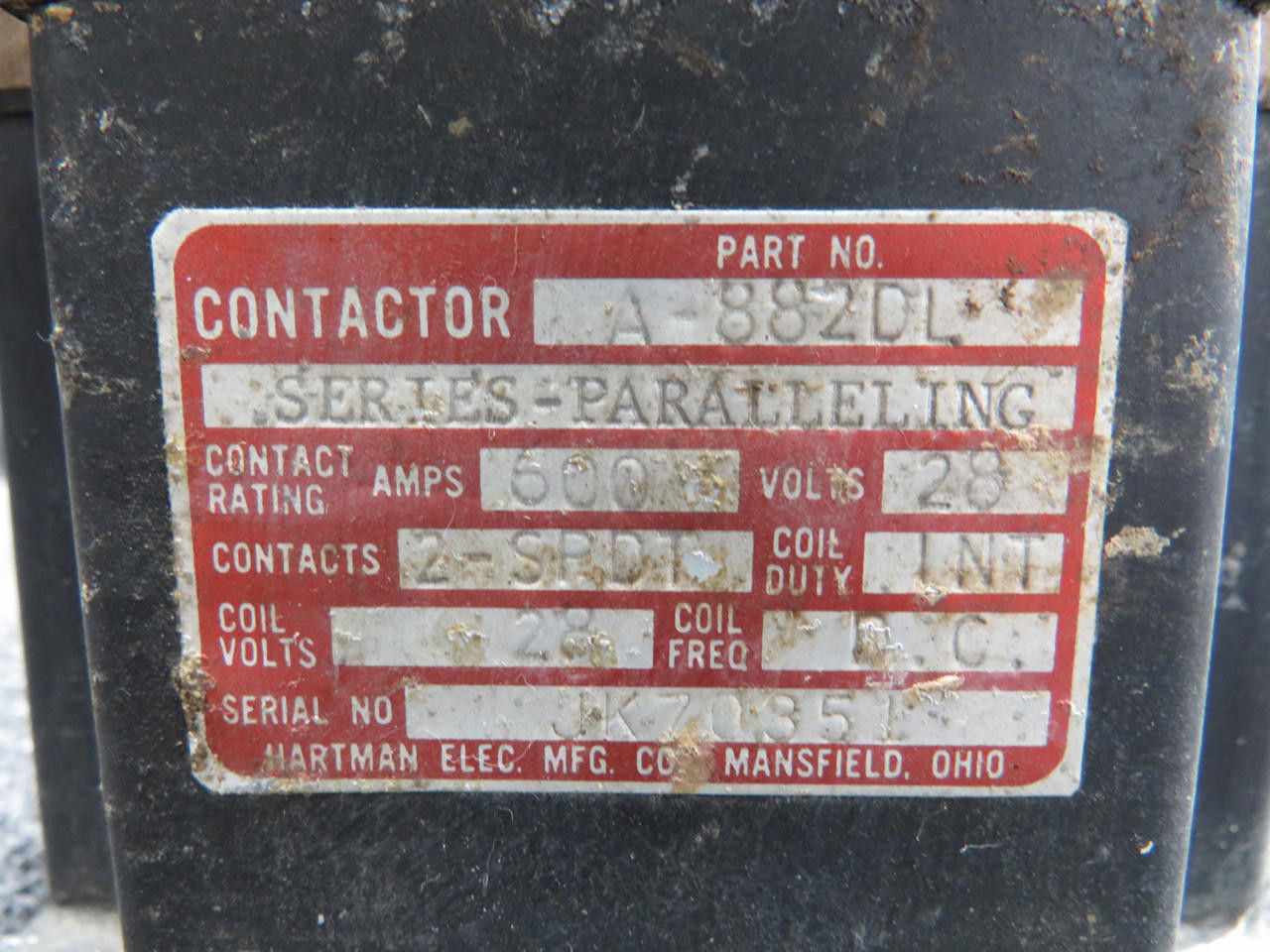 6A084 NTN MEPT-G10 動作保証 A-882DL Hartman Series Paralleling Contactor (28 Volts)