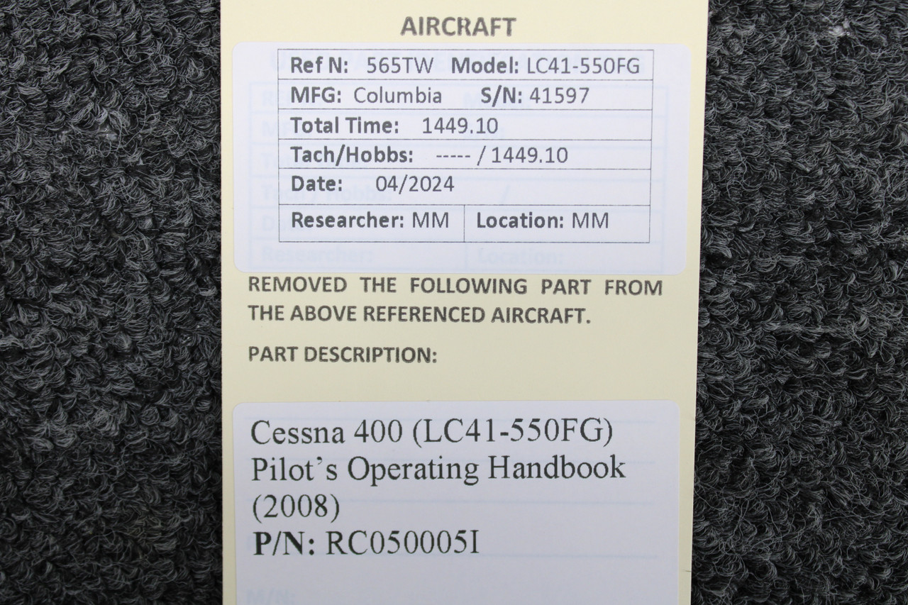 RC050005I Cessna 400 (LC41550FG) Pilot’s Operating Handbook (2008) For