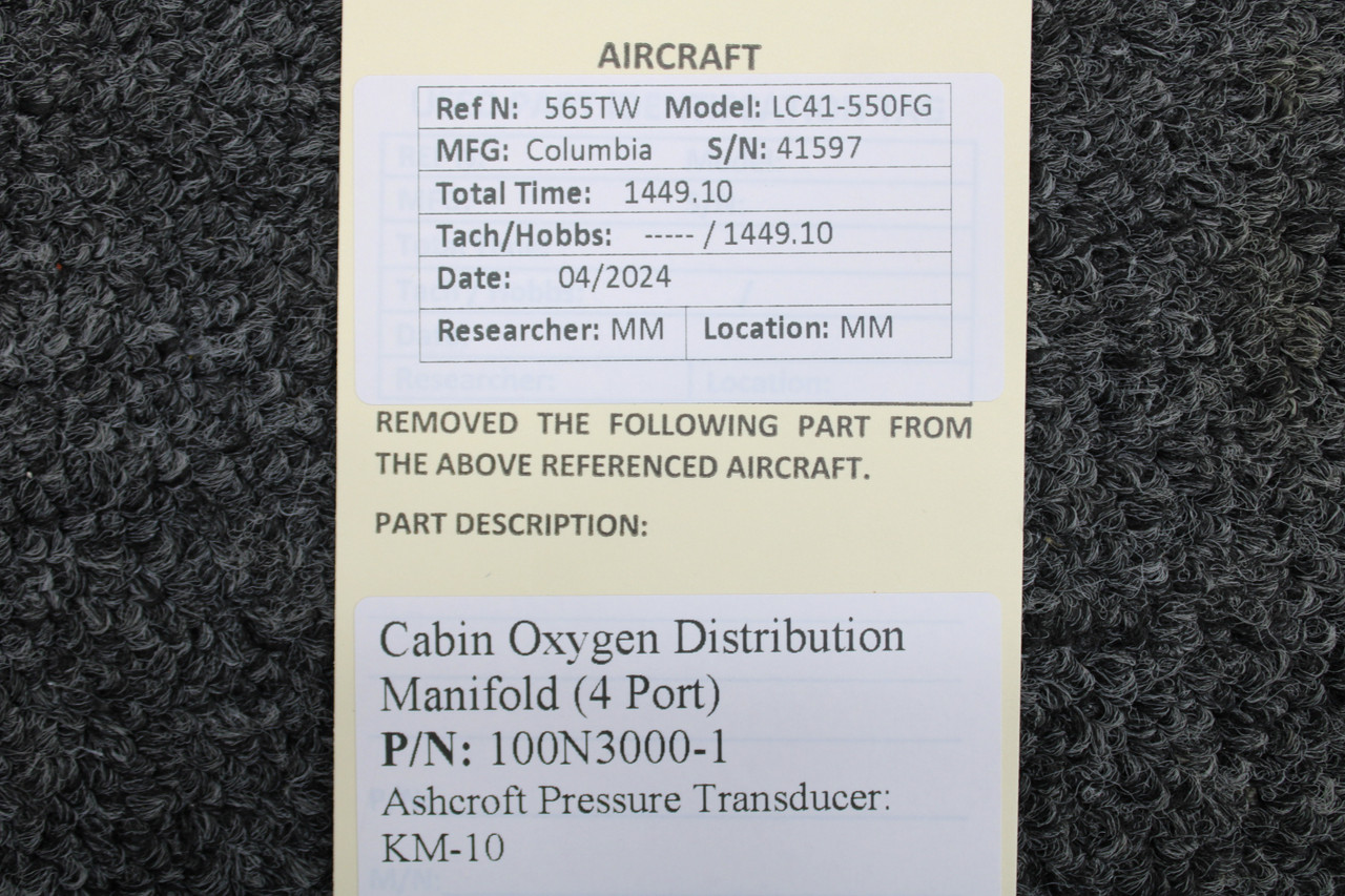 100N30001 Columbia LC41550FG 4 Port Cabin Oxygen Distribution Manifold