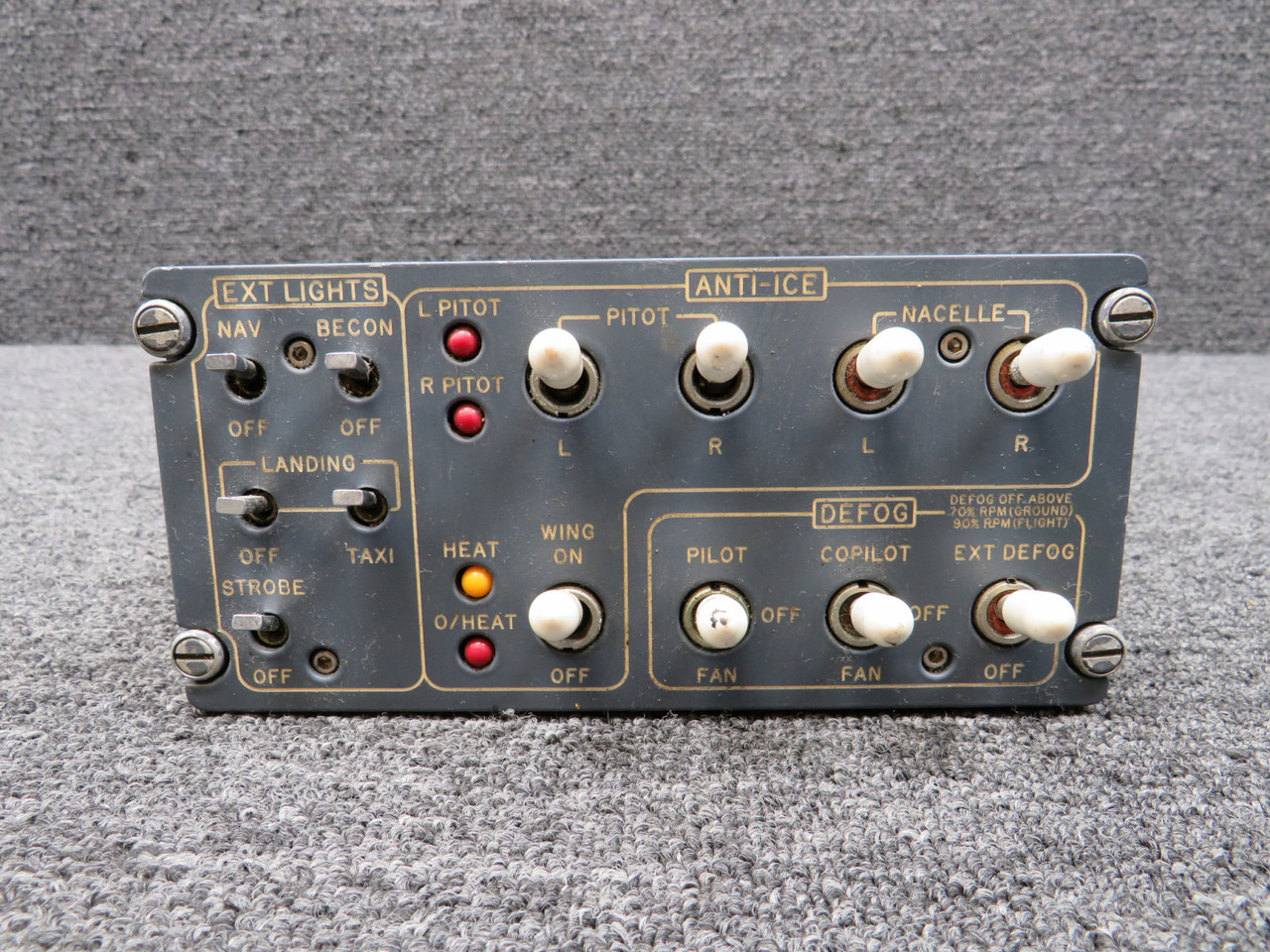 Learjet 25D Anti Ice, Exterior Light and Defog Control Unit