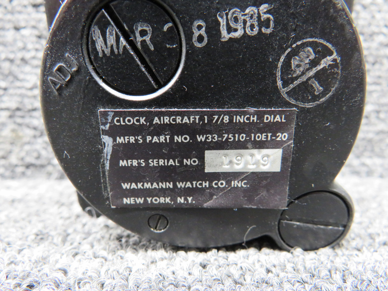 W33-7510-10ET-20 Wakmann 8 Day Clock Indicator