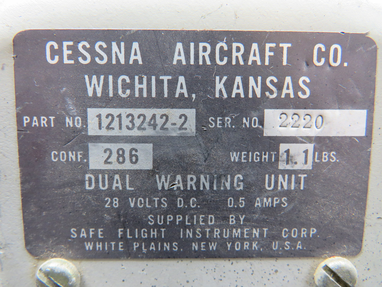1213242-2 Safe Flight 28 Volts Dual Warning Assembly