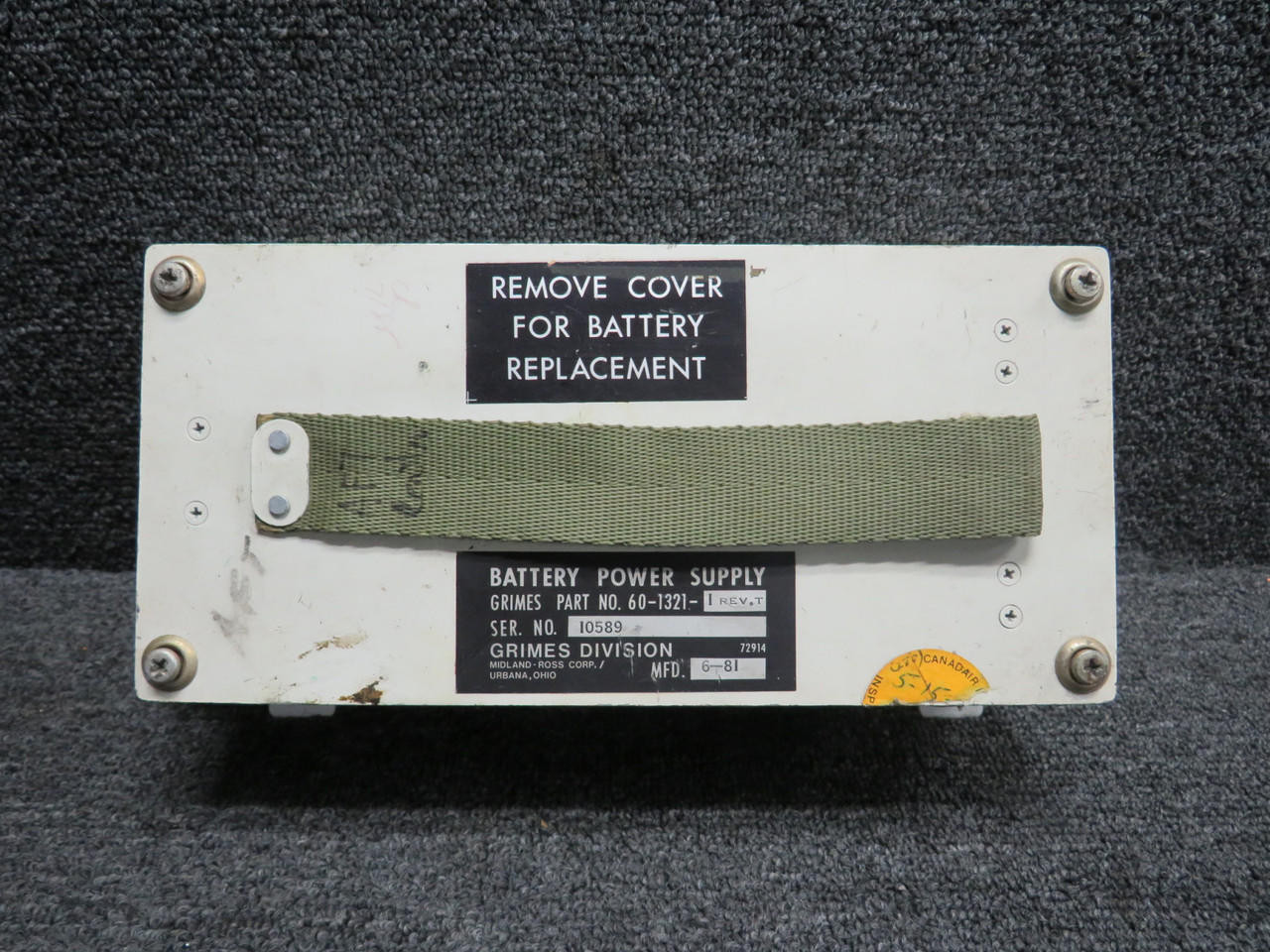 60-1321-1 Grimes Avionics Emergency Battery Power Supply