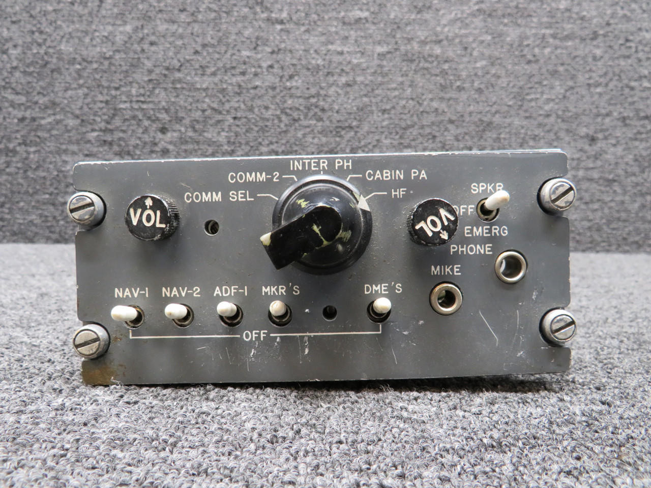 Learjet 23 Worn Face and Knobs Audio Panel