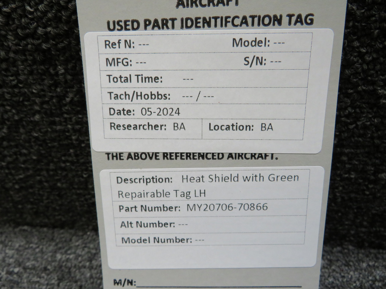 MY20706-70866 Heat Shield LH with Green Repairable Tag (Core) For Sale