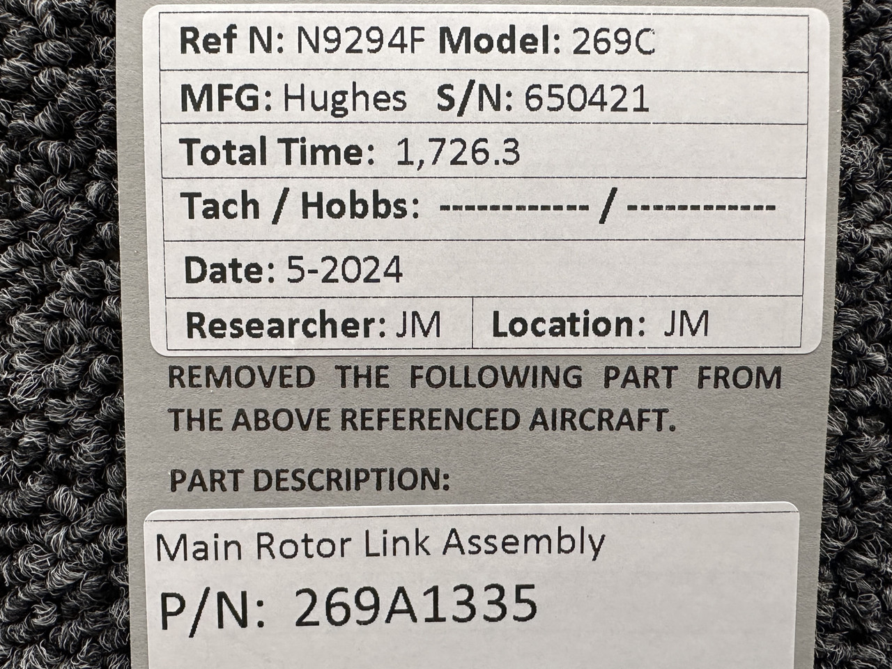 269A1335 Hughes Schweizer 269C Main Rotor Link Assembly For Sale