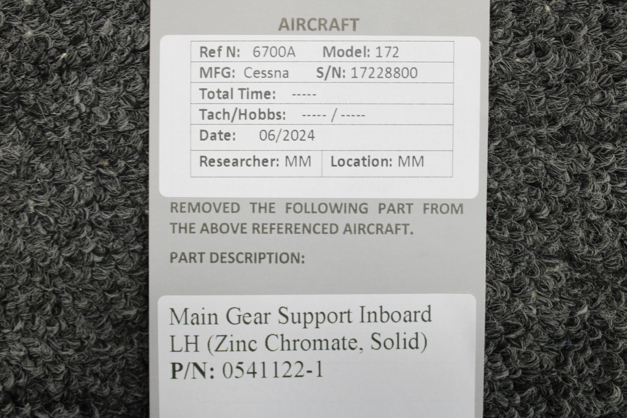 0541122-1 Cessna 172 Inboard LH Main Gear Support (Zinc Chromate