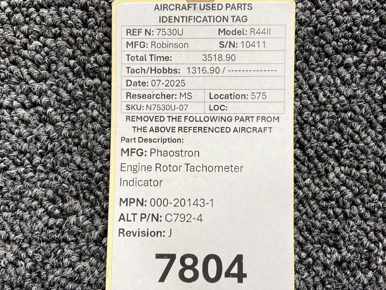 000-20143-1 (Alternate PN: C792-4) Phaostron Engine Rotor