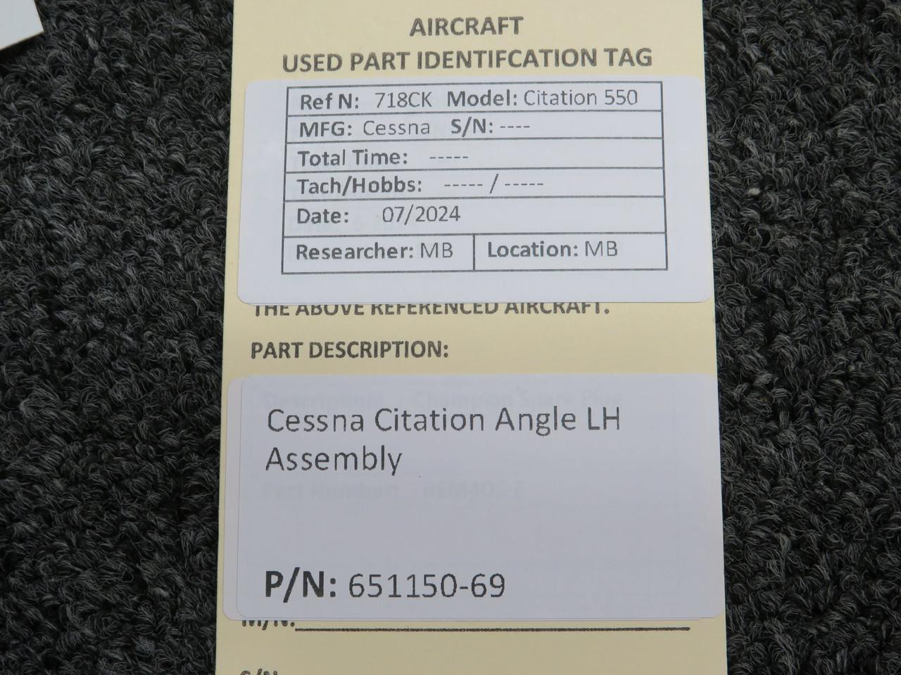 651150-69 Cessna Citation Angle Left Hand Assembly