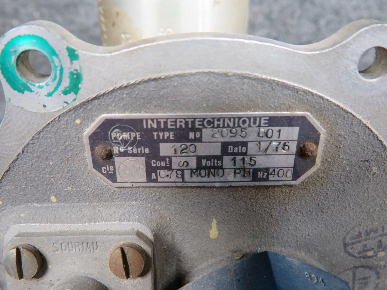 2095-D01 Intertechnique Fuel Pump For Sale