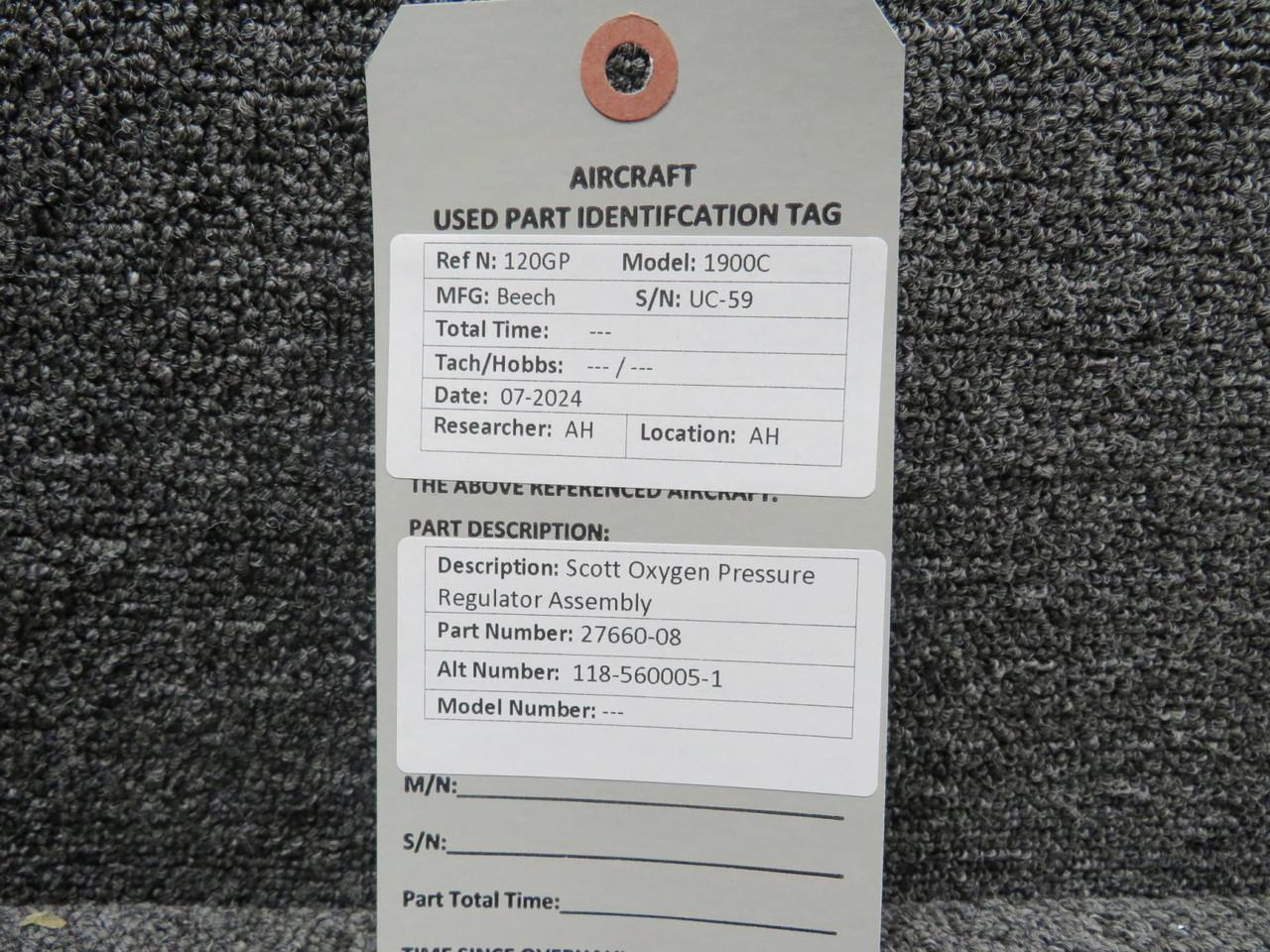27660-08 Alternative Part Number 118-560005-1 Scott Oxygen