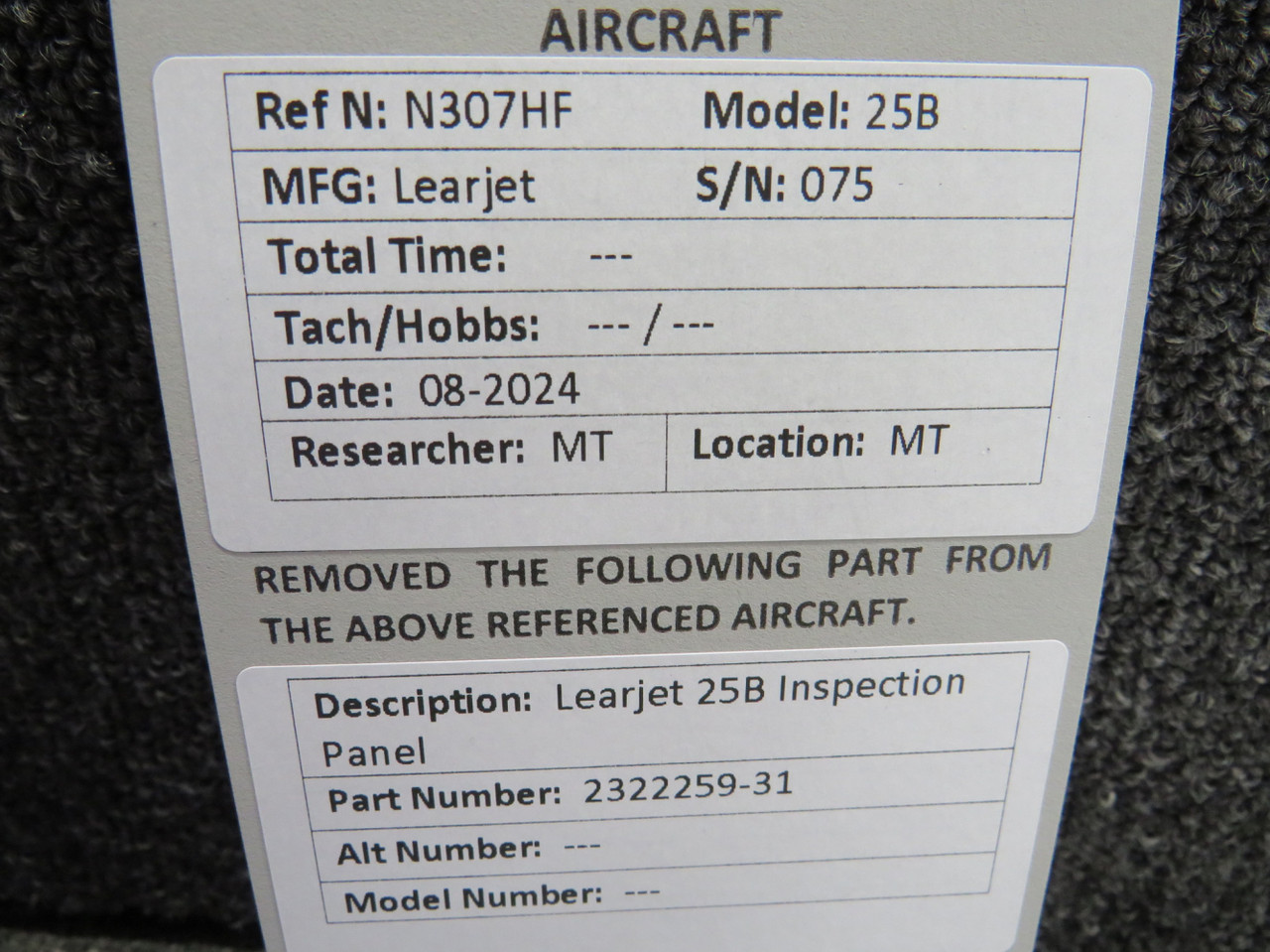 2322259-31 Learjet 25B Inspection Panel Assembly