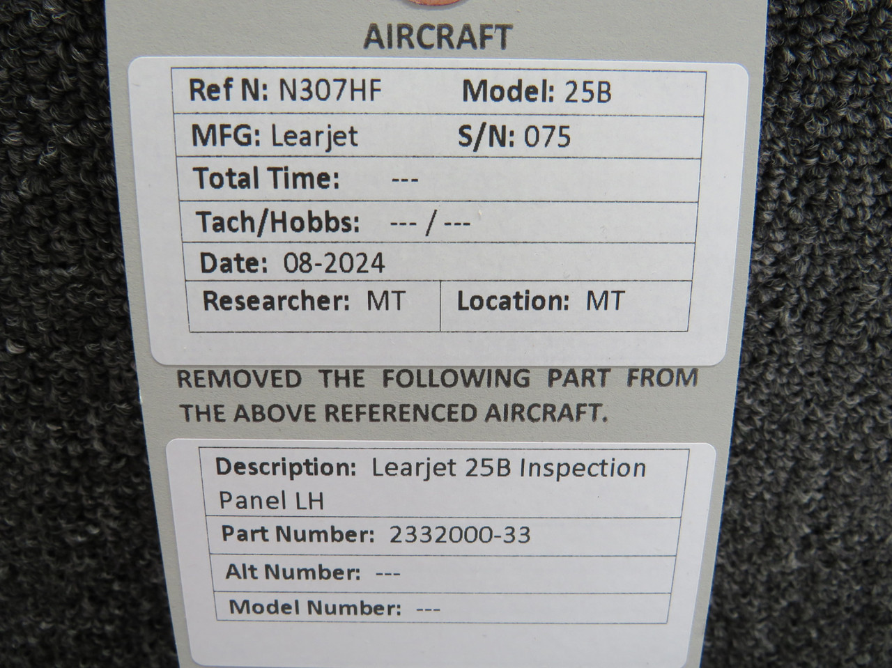 2332000-33 Learjet 25B Left Hand Inspection Panel