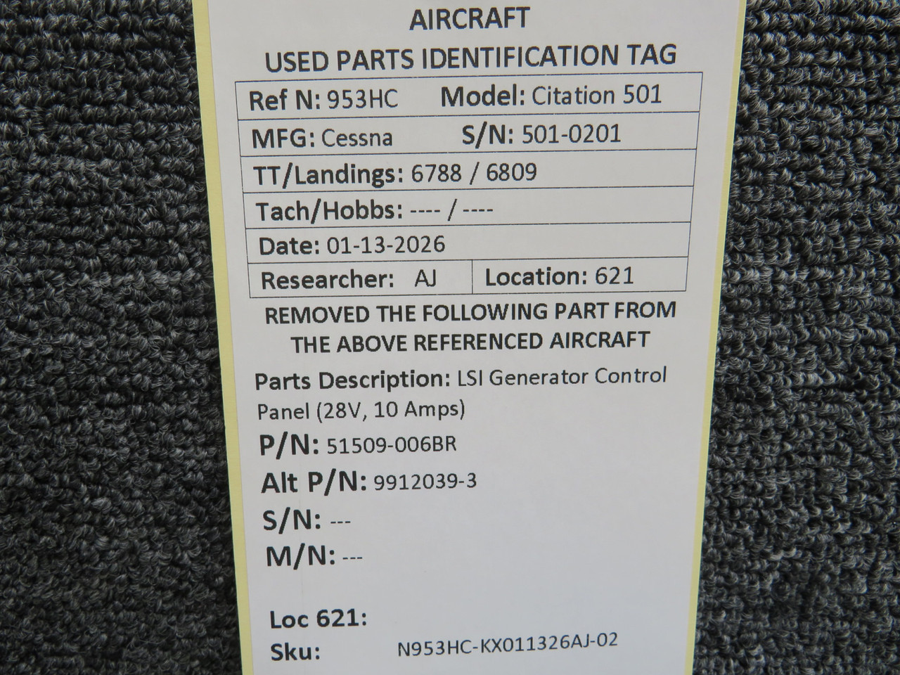 51509-006BR (Alt: 9912039-3) LSI Generator Control Panel (28 Volts