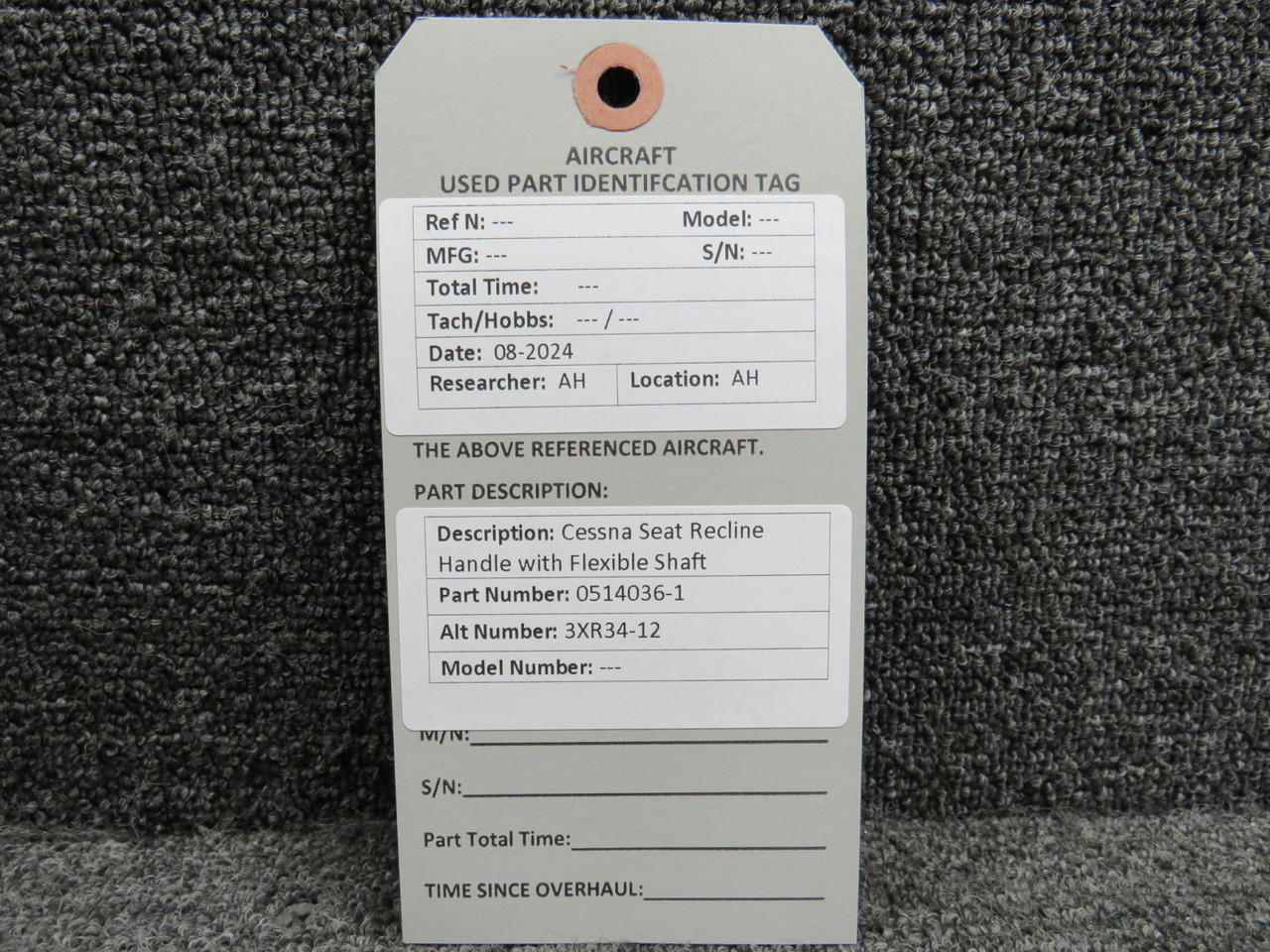 0514036-1, 3XR34-12 Cessna Seat Recline Handle and Flexible Shaft
