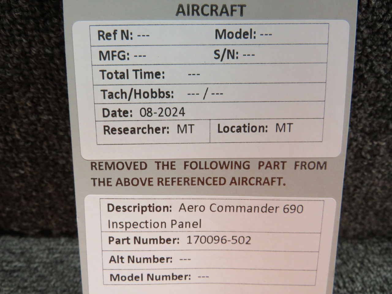 170096-502 Aero Commander 690 Inspection Panel For Sale