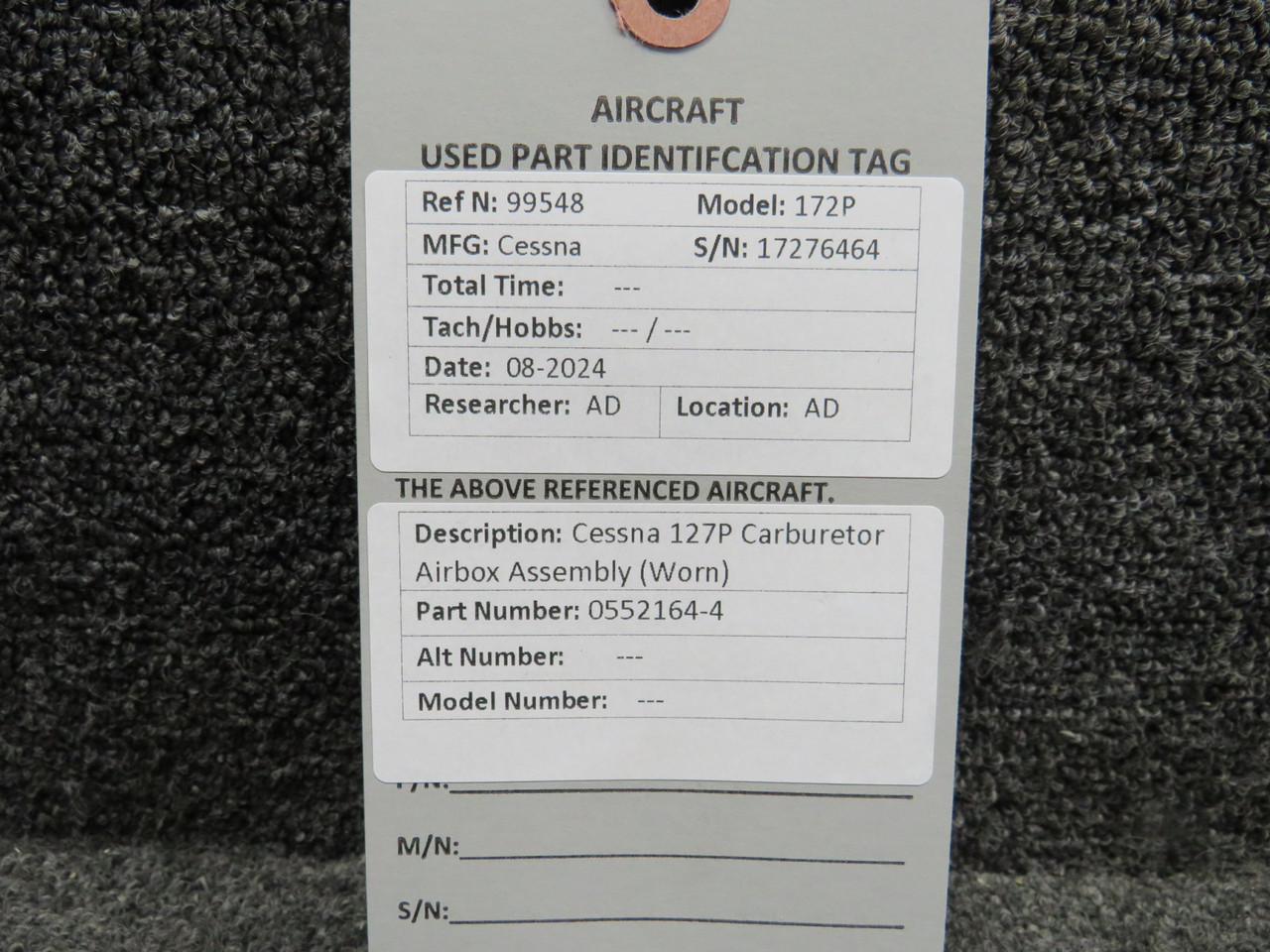0552164-4 Cessna 172P Carburetor Airbox Assembly (Worn) (Bent)