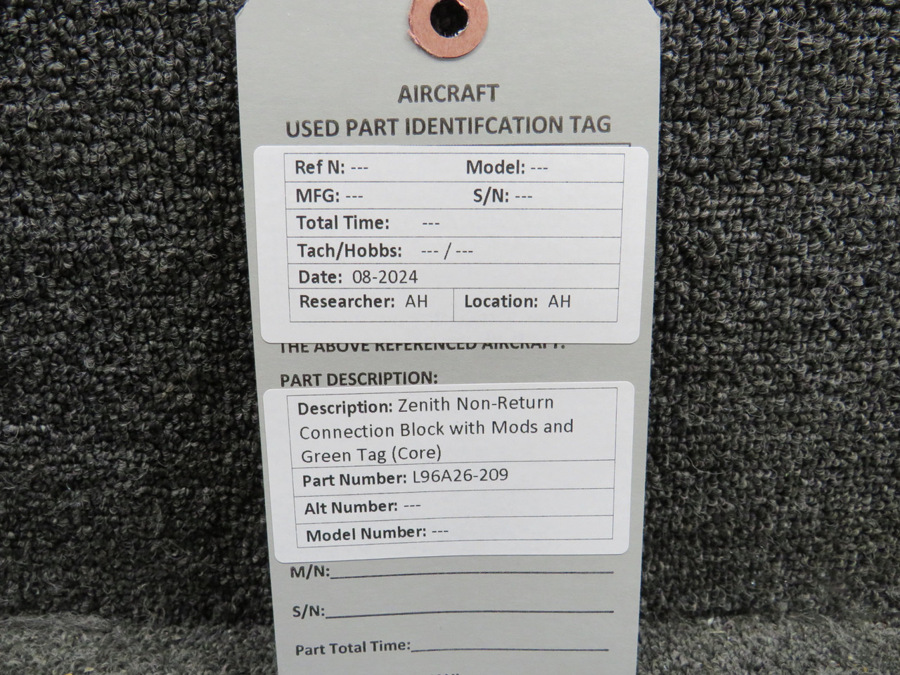 L96A26-209 Zenith Non-Return Connection Block and Mods and Green