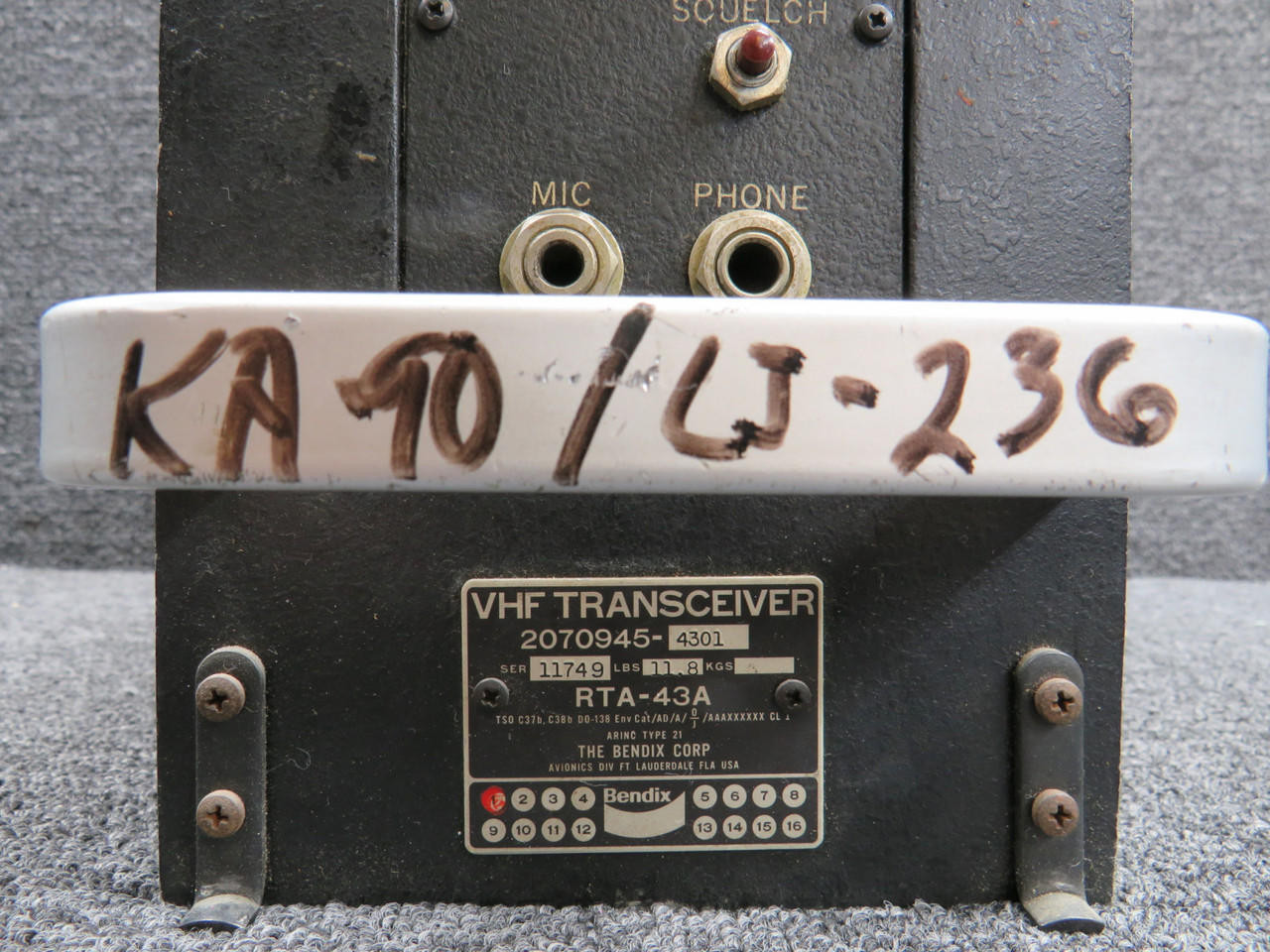 2070945-4301 Bendix Avionics RTA-43A Modified Transceiver Unit