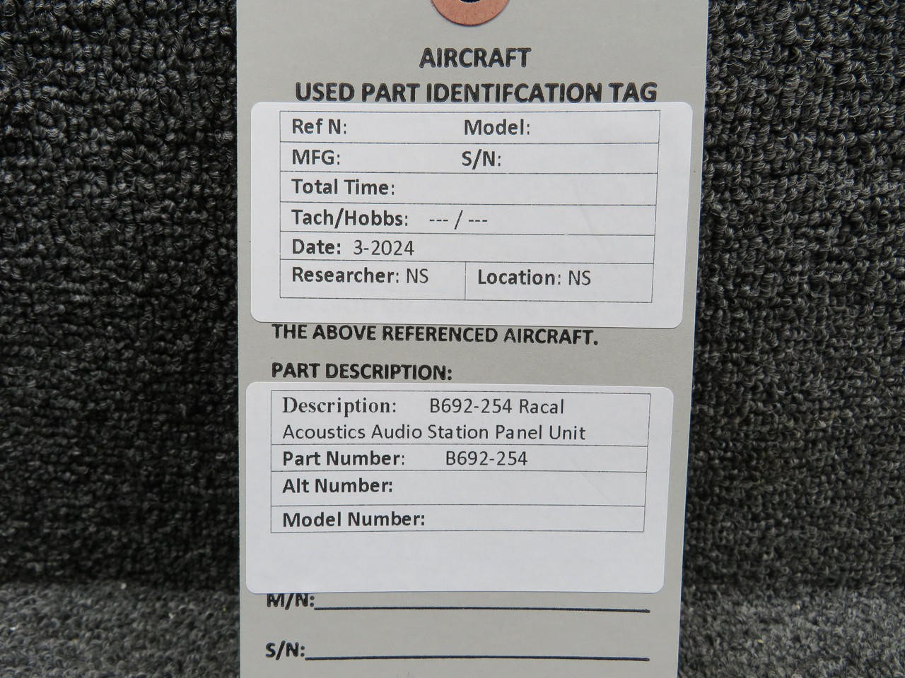 B692254 Racal Acoustics Audio Station Panel Unit Assembly