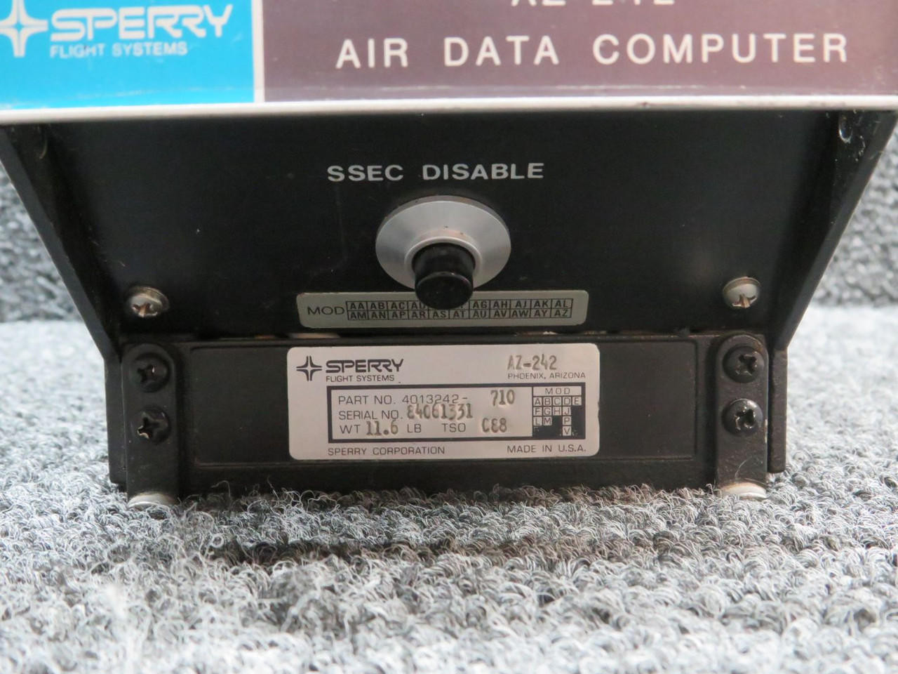 4013242-710 Sperry AZ-242 Air Data Computer has Modifications