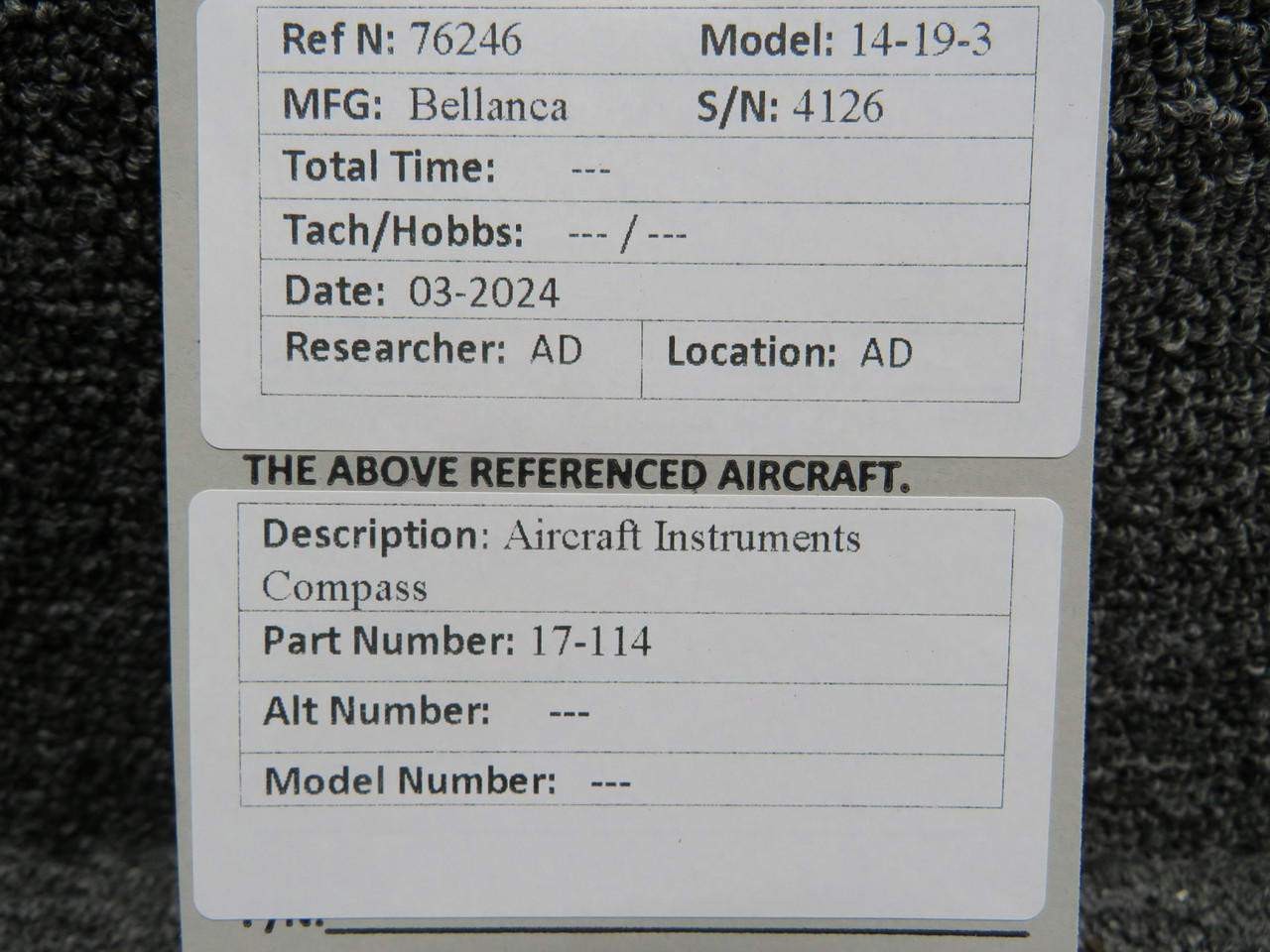 17-114 Aircraft Instruments Compass Indicator