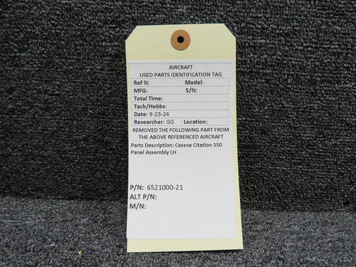 6521000-21 Cessna Citation 550 Panel Assembly LH