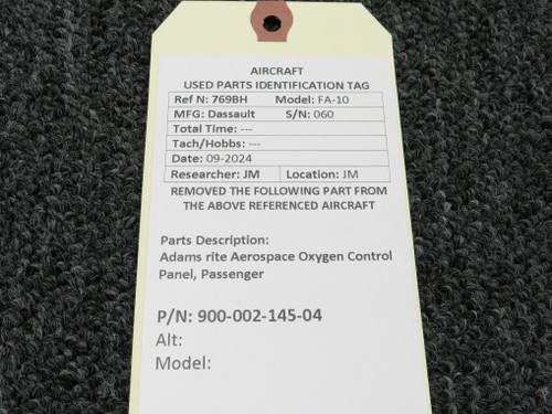 900-002-145-04 Adams Rite Aerospace Passenger Oxygen Control Panel For Sale