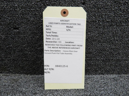 Cessna Aircraft Parts 0840125-6 Cessna Main Gear Forward Push-Pull Tube Assembly 