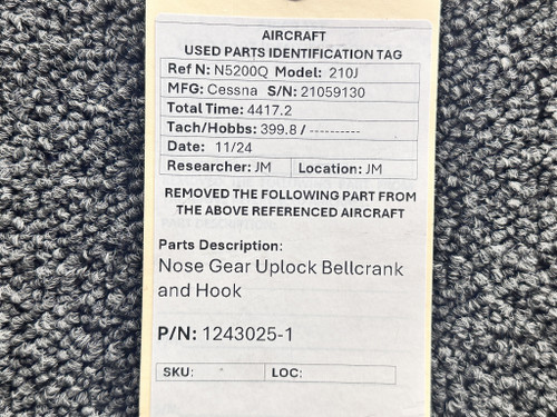 1243025-1 Cessna 210J Nose Gear Uplock Bellcrank and Hook