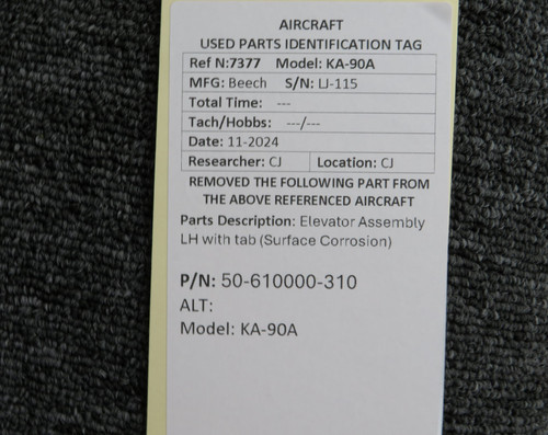 50-610000-310 Beech KA-90A Elevator Assembly LH with Tab (Surface Corrosion)